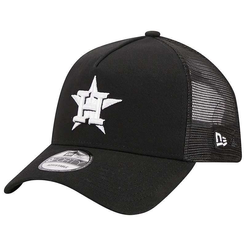Casquette réglable noire Houston Astros A-Frame 9FORTY Trucker New Era pour hommes