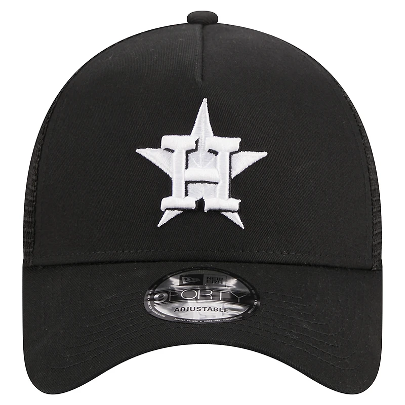Casquette réglable noire Houston Astros A-Frame 9FORTY Trucker New Era pour hommes