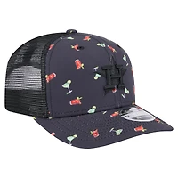 Casquette extensible à bouton-pression New Era noire Houston Astros Adventure Drinks Pattern 9SEVENTY pour homme