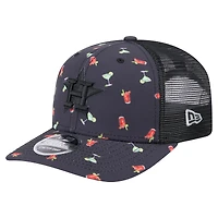 Casquette extensible à bouton-pression New Era noire Houston Astros Adventure Drinks Pattern 9SEVENTY pour homme