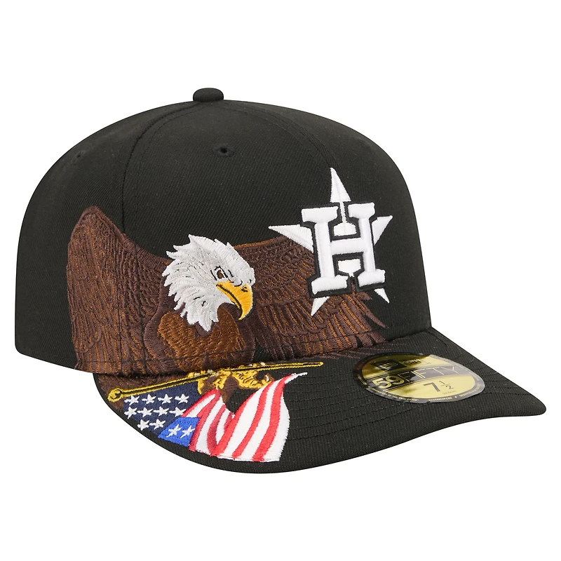 Men's New Era Black Houston Astros Americana Bald Eagle Pre-Curved 59FIFTY Fitted Hat