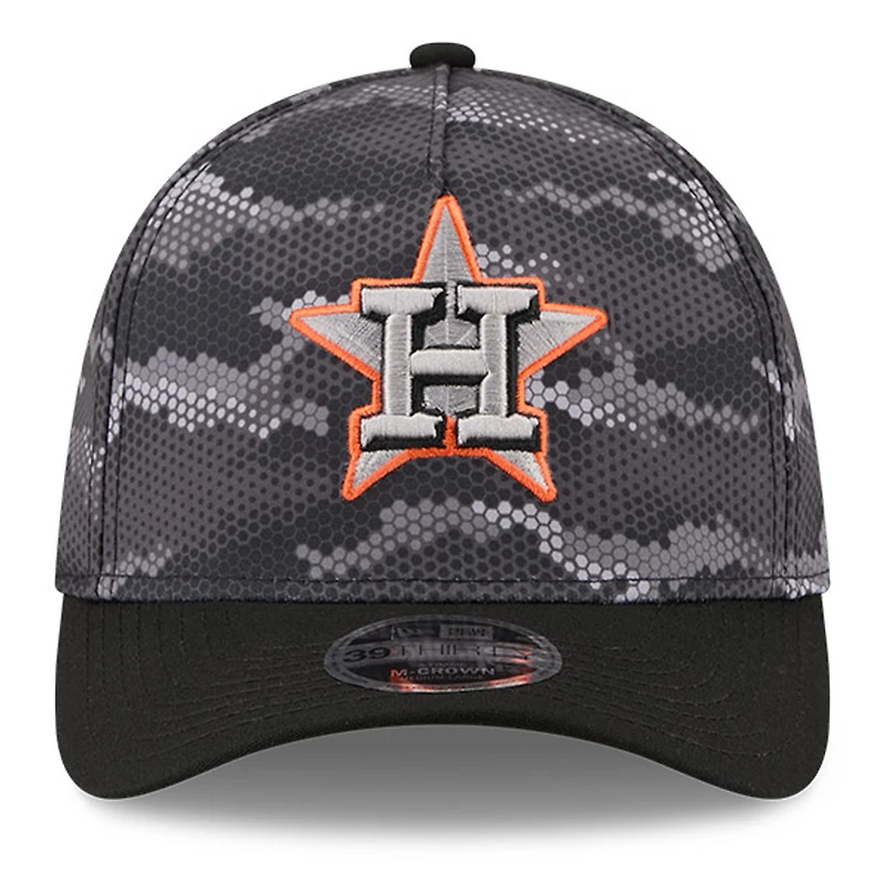 Casquette New Era noire pour homme, motif camouflage Houston Astros, modèle 39THIRTY, style A-Frame Flex