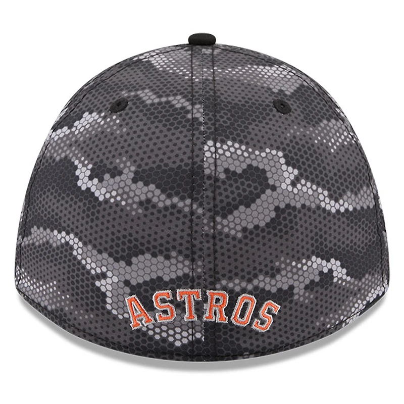 Casquette New Era noire pour homme, motif camouflage Houston Astros, modèle 39THIRTY, style A-Frame Flex