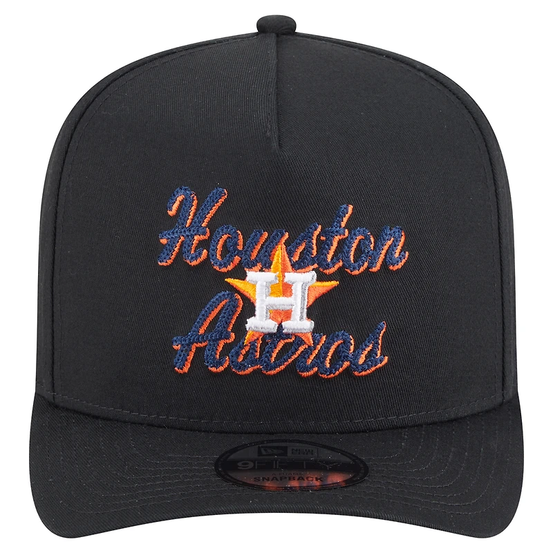 Casquette snapback 9FIFTY A-Frame noire à point de chaînette pour homme des Astros de Houston de New Era