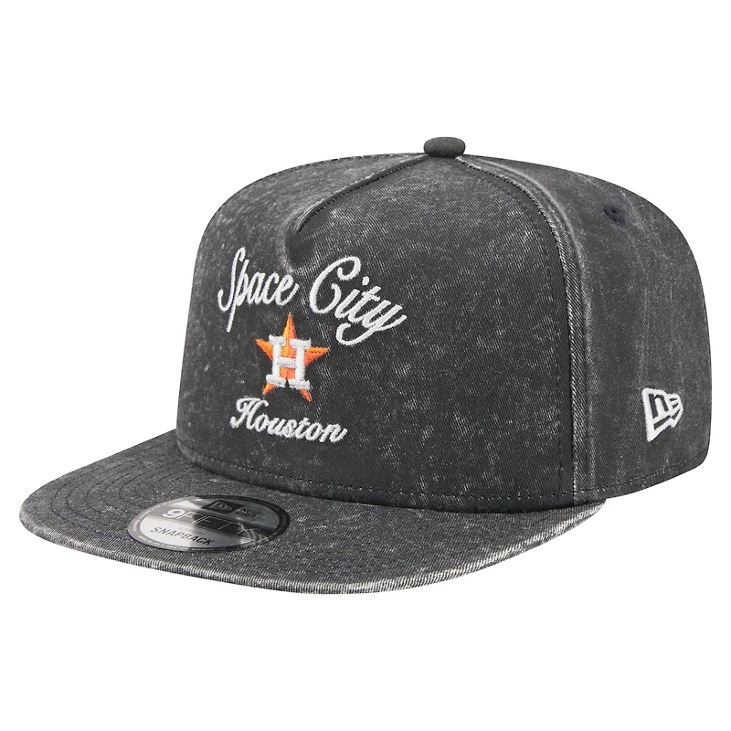 Men's New Era Black Houston Astros City Slogan A-Frame 9FIFTY Snapback Hat