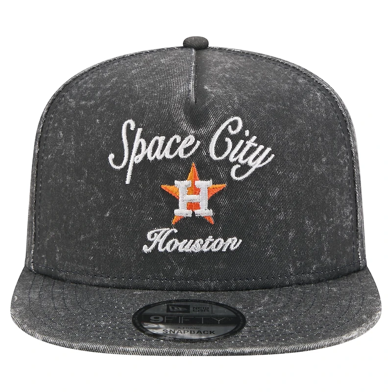 Men's New Era Black Houston Astros City Slogan A-Frame 9FIFTY Snapback Hat