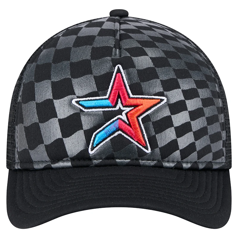 Men's New Era Black Houston Astros Gradient 9FORTY A-Frame M-Crown Trucker Adjustable Hat