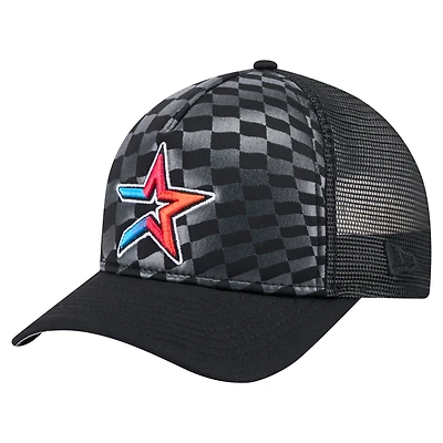 Men's New Era Black Houston Astros Gradient 9FORTY A-Frame M-Crown Trucker Adjustable Hat