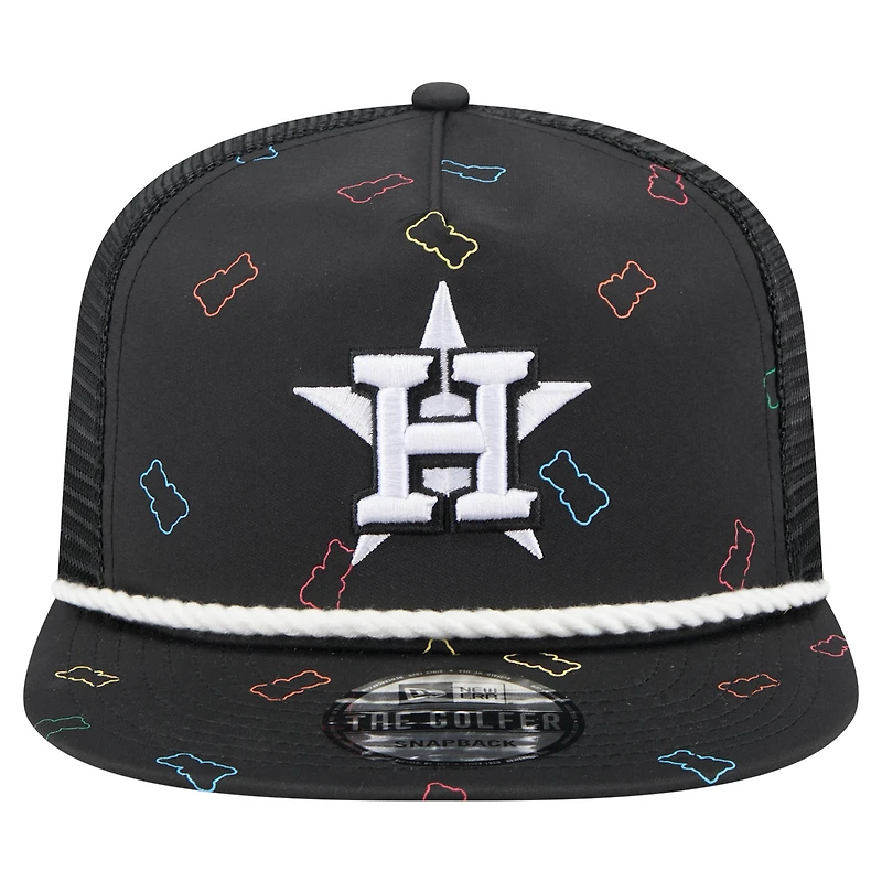 Casquette ajustable de golfeur en caoutchouc Houston Astros New Era noire pour homme