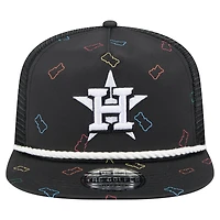 Casquette ajustable de golfeur en caoutchouc Houston Astros New Era noire pour homme