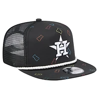 Casquette ajustable de golfeur en caoutchouc Houston Astros New Era noire pour homme
