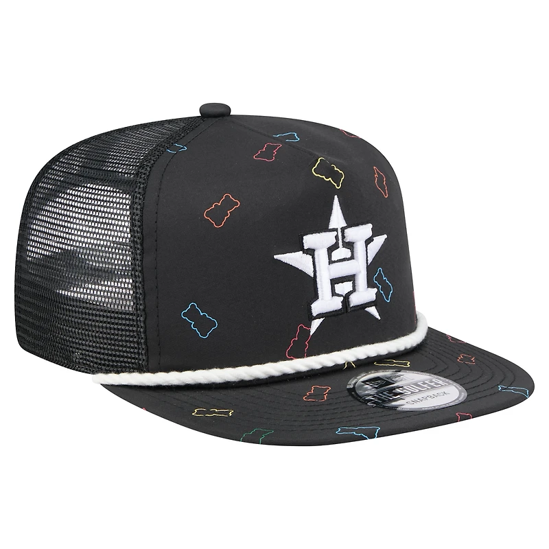 Men's New Era Black Houston Astros Gummy Golfer Trucker Adjustable Hat