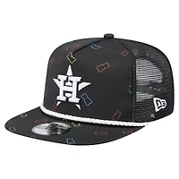 Casquette ajustable de golfeur en caoutchouc Houston Astros New Era noire pour homme