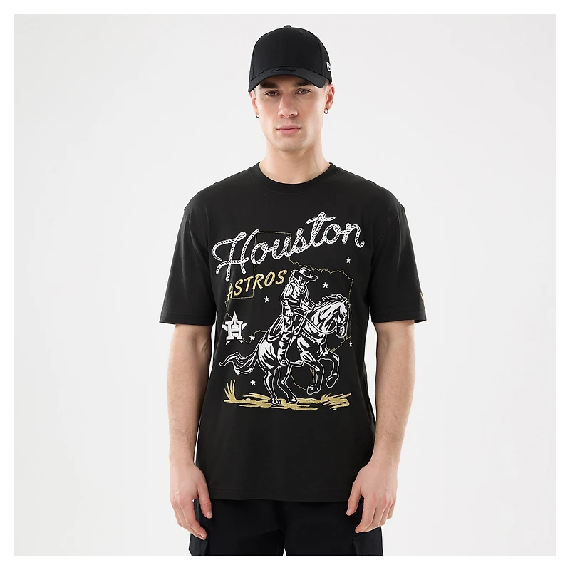 Men's New Era Black Houston Astros Injection Lifestyle Urban Ranchwear T-Shirt