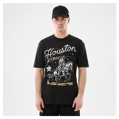 Men's New Era Black Houston Astros Injection Lifestyle Urban Ranchwear T-Shirt