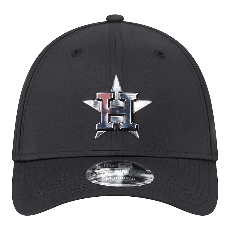 Men's New Era Black Houston Astros Metallic 39THIRTY M-Crown Flex Hat