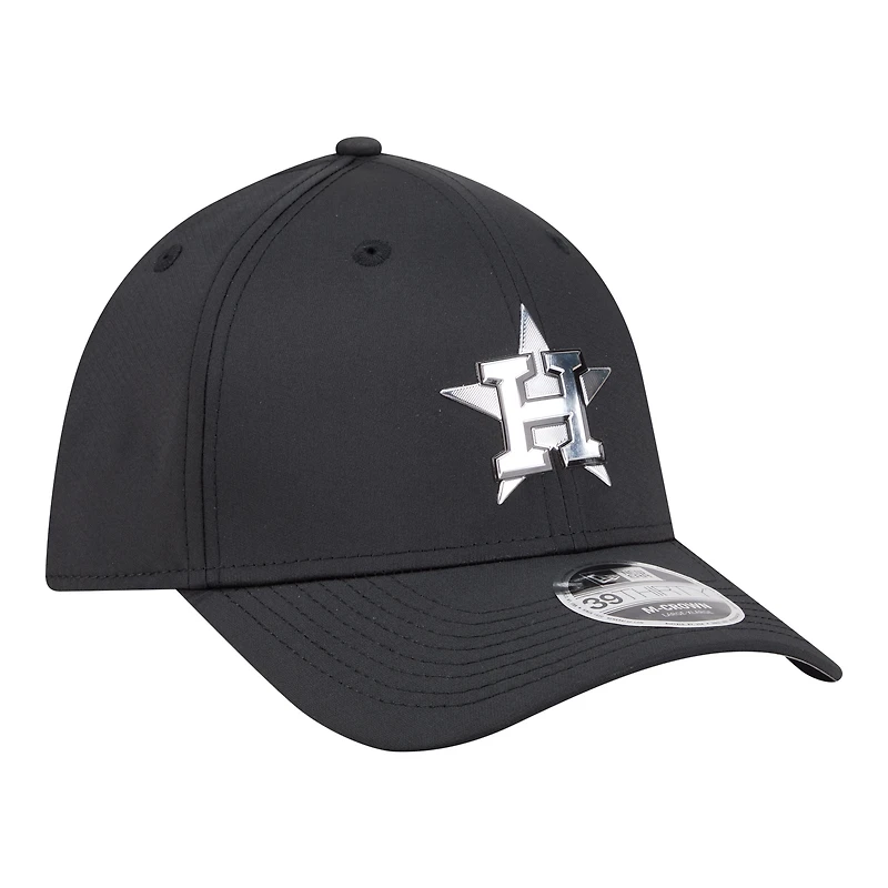 Casquette New Era noire Houston Astros métallisée 39THIRTY M-Crown Flex pour homme