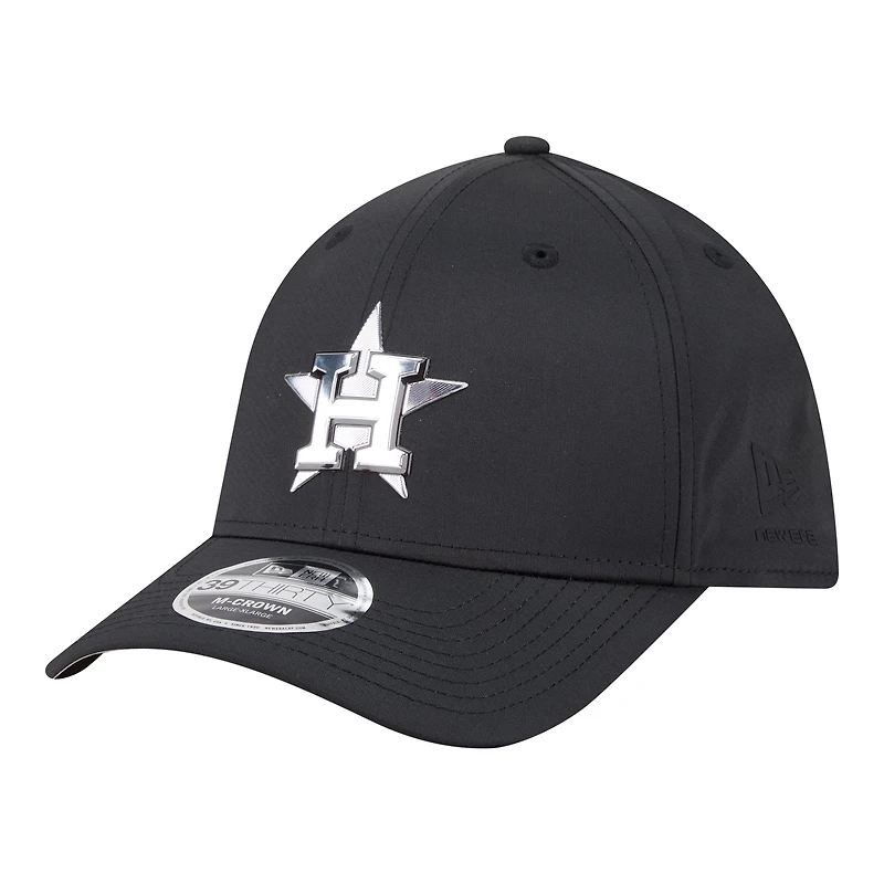 Casquette New Era noire Houston Astros métallisée 39THIRTY M-Crown Flex pour homme