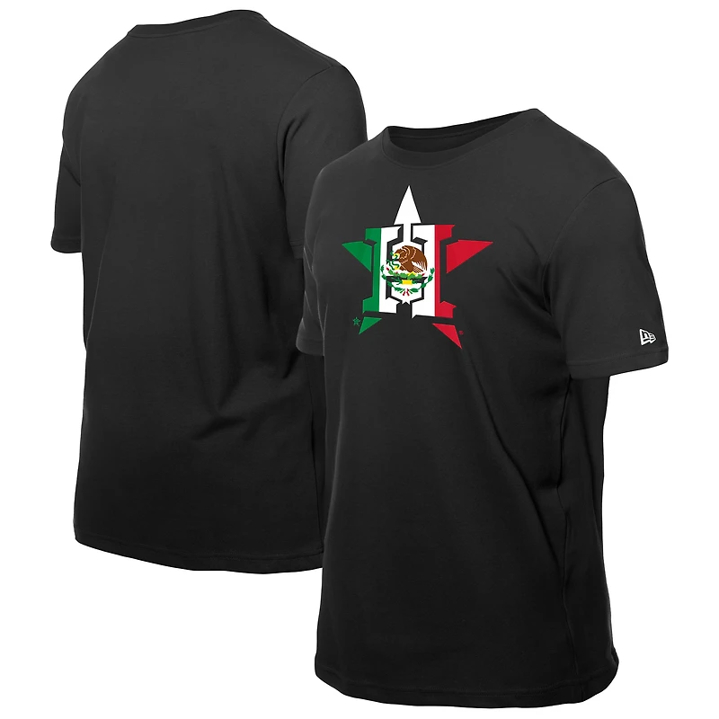 T-shirt New Era noir pour homme avec logo drapeau mexicain des Astros de Houston