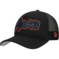 Men's New Era Black Houston Astros Retro Bold A-Frame Trucker 9FORTY Adjustable Hat