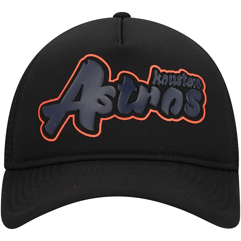 Casquette ajustable New Era noire Houston Astros Retro Bold A-Frame Trucker 9FORTY pour homme