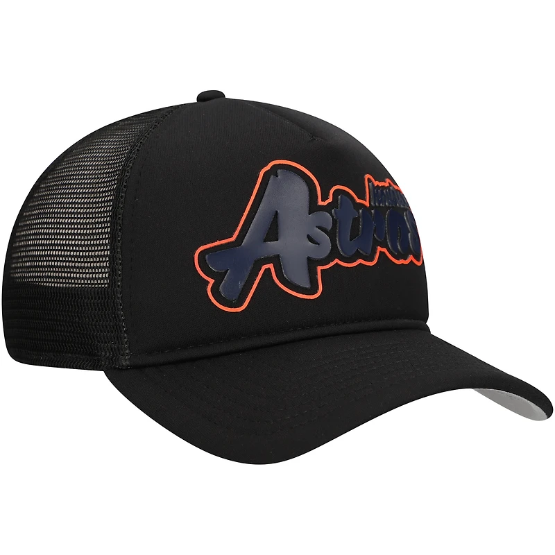Casquette ajustable New Era noire Houston Astros Retro Bold A-Frame Trucker 9FORTY pour homme