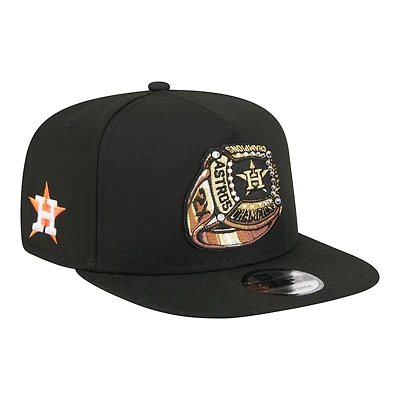 Men's New Era  Black Houston Astros Ring A-Frame 9FIFTY Snapback Hat