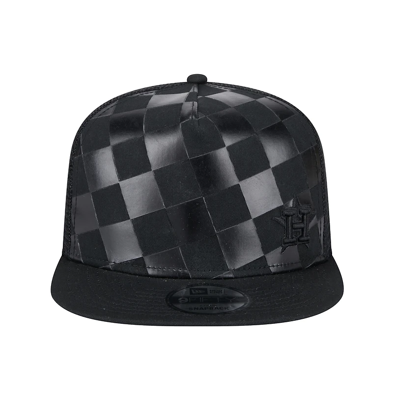 Men's New Era Black Houston Astros Score Check A-Frame Trucker 9FIFTY Snapback Hat