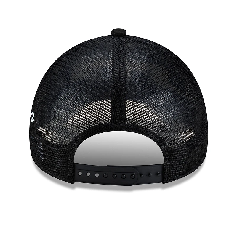 Casquette trucker ajustable New Era noire Houston Astros, logo latéral 9FORTY, modèle A-Frame, pour homme