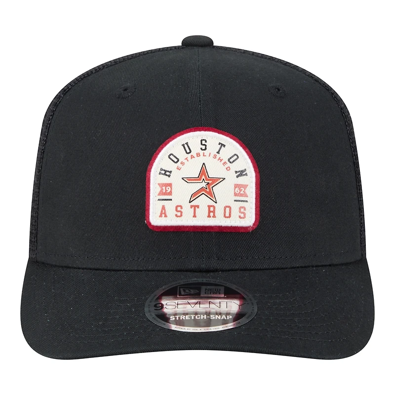 Casquette trucker ajustable New Era noire Houston Astros Throwback Contest 9SEVENTY pour homme