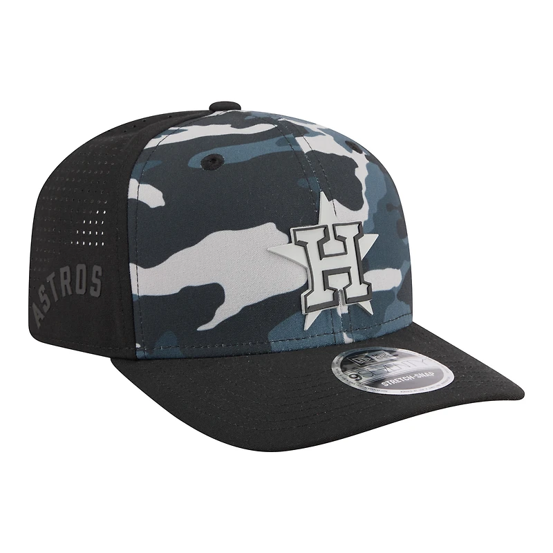 Men's New Era Black Houston Astros Tonal Camo 9SEVENTY Stretch-Snap Hat