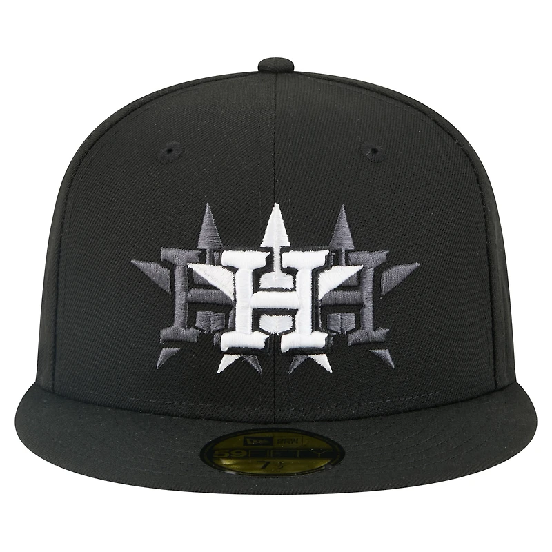 Casquette ajustée New Era noire Houston Astros Tri-Hit 59FIFTY pour homme