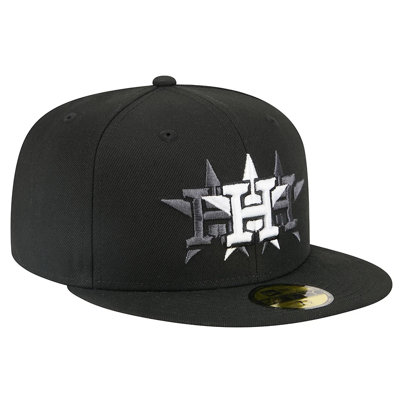Casquette ajustée New Era noire Houston Astros Tri-Hit 59FIFTY pour homme