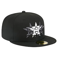 Casquette ajustée New Era noire Houston Astros Tri-Hit 59FIFTY pour homme