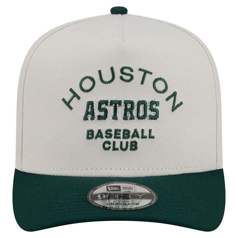 Men's New Era  Cream/Dark Green Houston Astros Chrome A-Frame 9FIFTY Snapback Hat