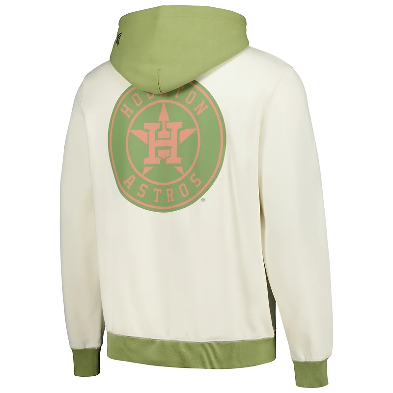 Men's New Era Cream/Green Houston Astros Color Pop Pullover Hoodie