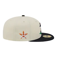 Men's New Era  Cream/Navy Houston Astros Bullpen Cart 59FIFTY Fitted Hat