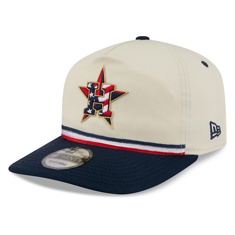 Men's New Era Cream/Navy Houston Astros USA 250 Fourth of July 19TWENTY Adjustable Hat
