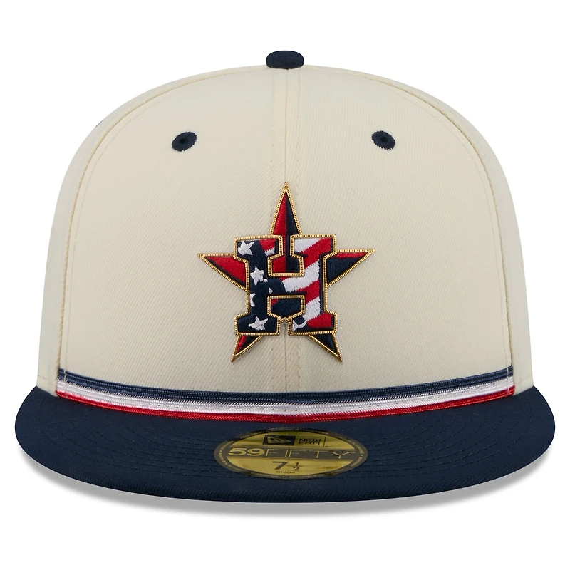 Men's New Era Cream/Navy Houston Astros USA 250 Fourth of July 59FIFTY Fitted Hat