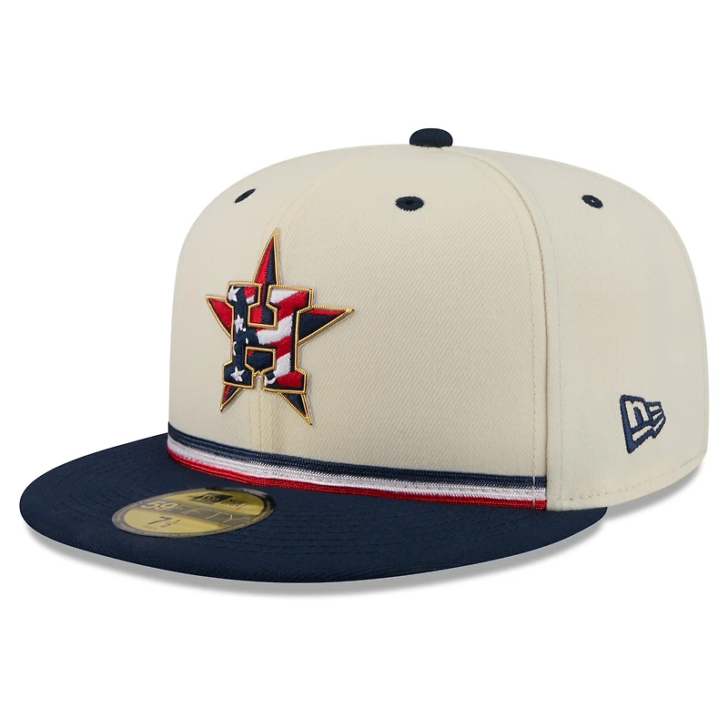 Men's New Era Cream/Navy Houston Astros USA 250 Fourth of July 59FIFTY Fitted Hat