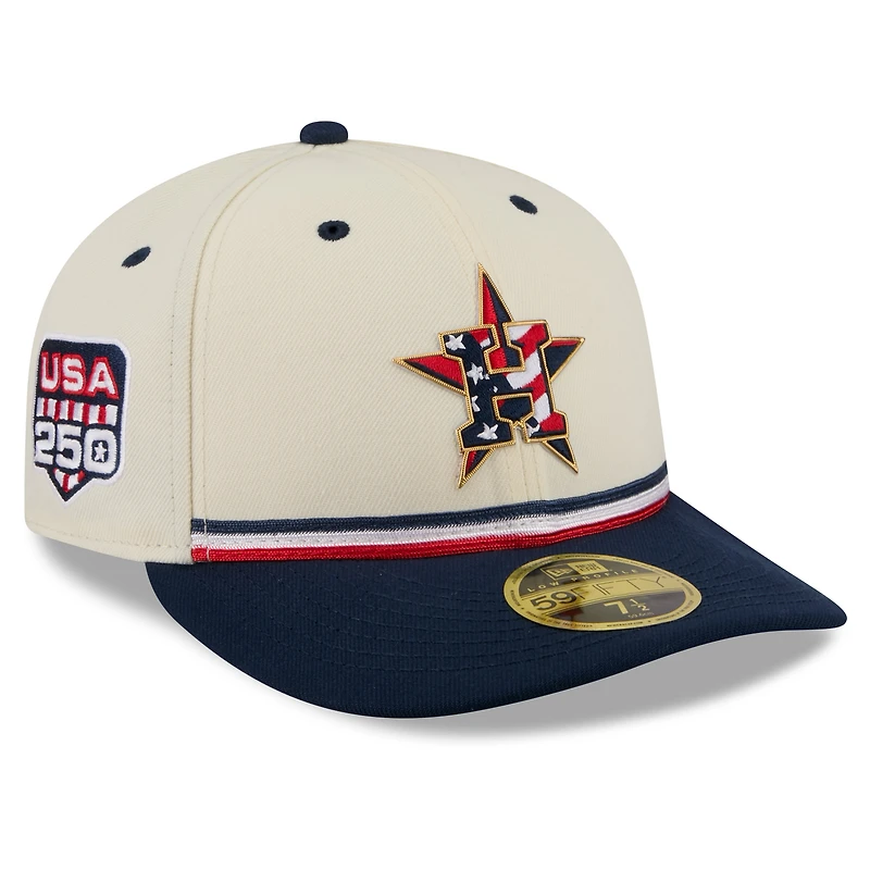 Men's New Era Cream/Navy Houston Astros USA 250 Fourth of July Low Profile 59FIFTY Fitted Hat