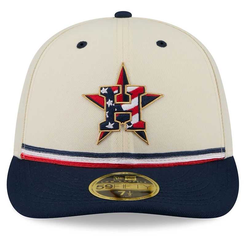 Casquette ajustée New Era 59FIFTY pour homme, crème/marine, Houston Astros USA 250, édition spéciale 4 juillet, profil bas