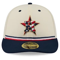 Casquette ajustée New Era 59FIFTY pour homme, crème/marine, Houston Astros USA 250, édition spéciale 4 juillet, profil bas