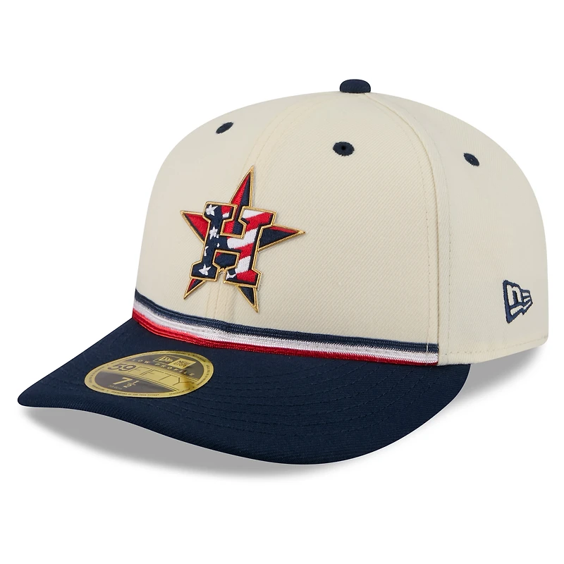 Men's New Era Cream/Navy Houston Astros USA 250 Fourth of July Low Profile 59FIFTY Fitted Hat