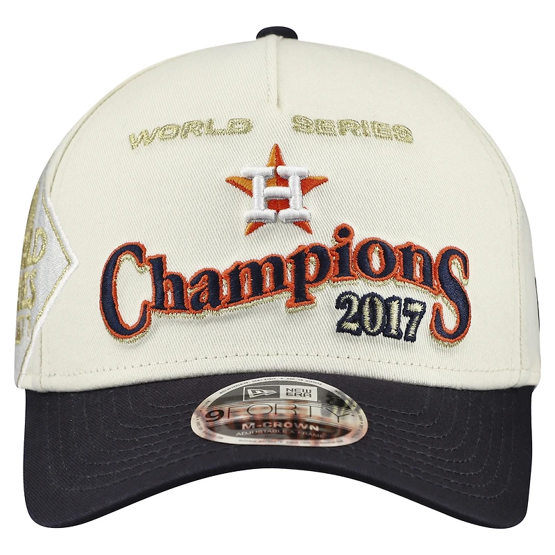 Casquette ajustable New Era 9FORTY M-Crown pour homme, crème/bleu marine, Houston Astros World Series