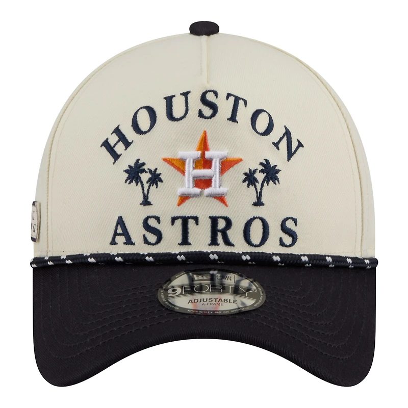 Men's New Era Cream Houston Astros 2026 Spring Training Fan Pack Rope A-Frame 9FORTY Adjustable Hat