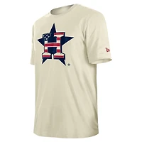 T-shirt crème New Era Houston Astros Americana Flag Fill pour hommes