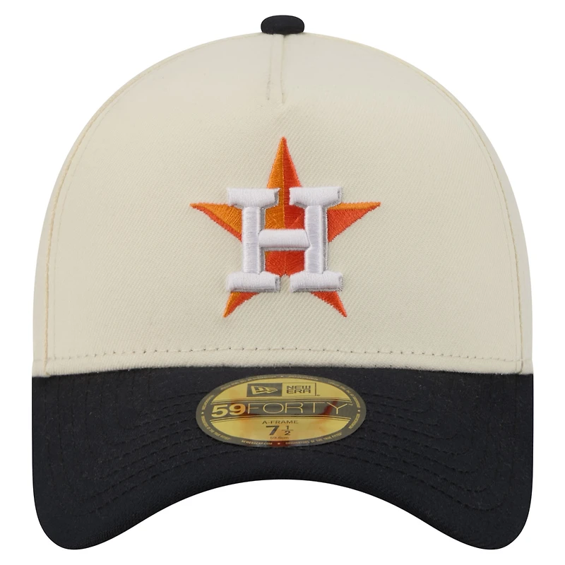 Men's New Era Cream Houston Astros Chrome A-Frame 59FORTY Fitted Hat