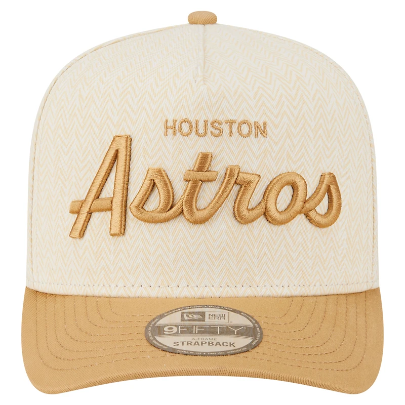 Men's New Era Cream Houston Astros Herringbone 9FIFTY A-Frame Snapback Hat