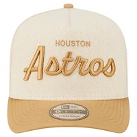 Men's New Era  Cream Houston Astros Herringbone 9FIFTY A-Frame Snapback Hat